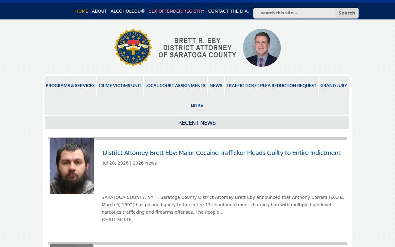 Saratoga County criminal history District Attorney office