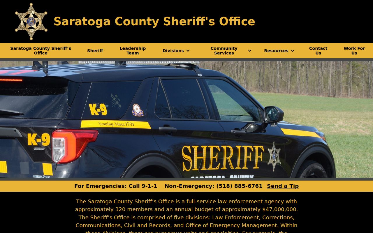Saratoga County criminal history Sheriff records route