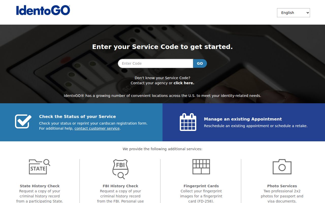 IdentoGO fingerprint enrollment for a Saratoga County personal criminal record review