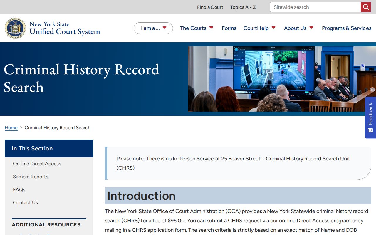 New York OCA criminal history record search information for Saratoga County court cases