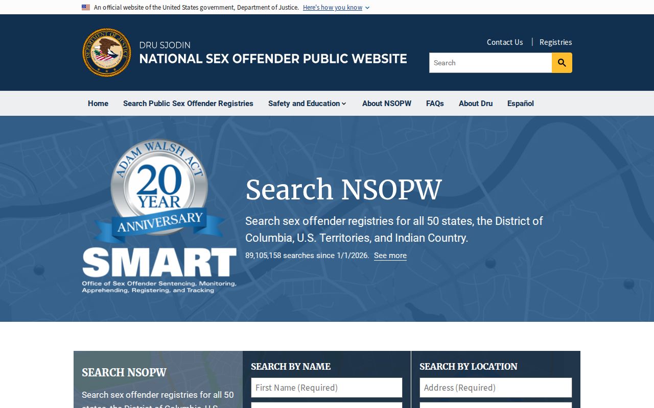 National registry interface for Saratoga County sex offender checks across states
